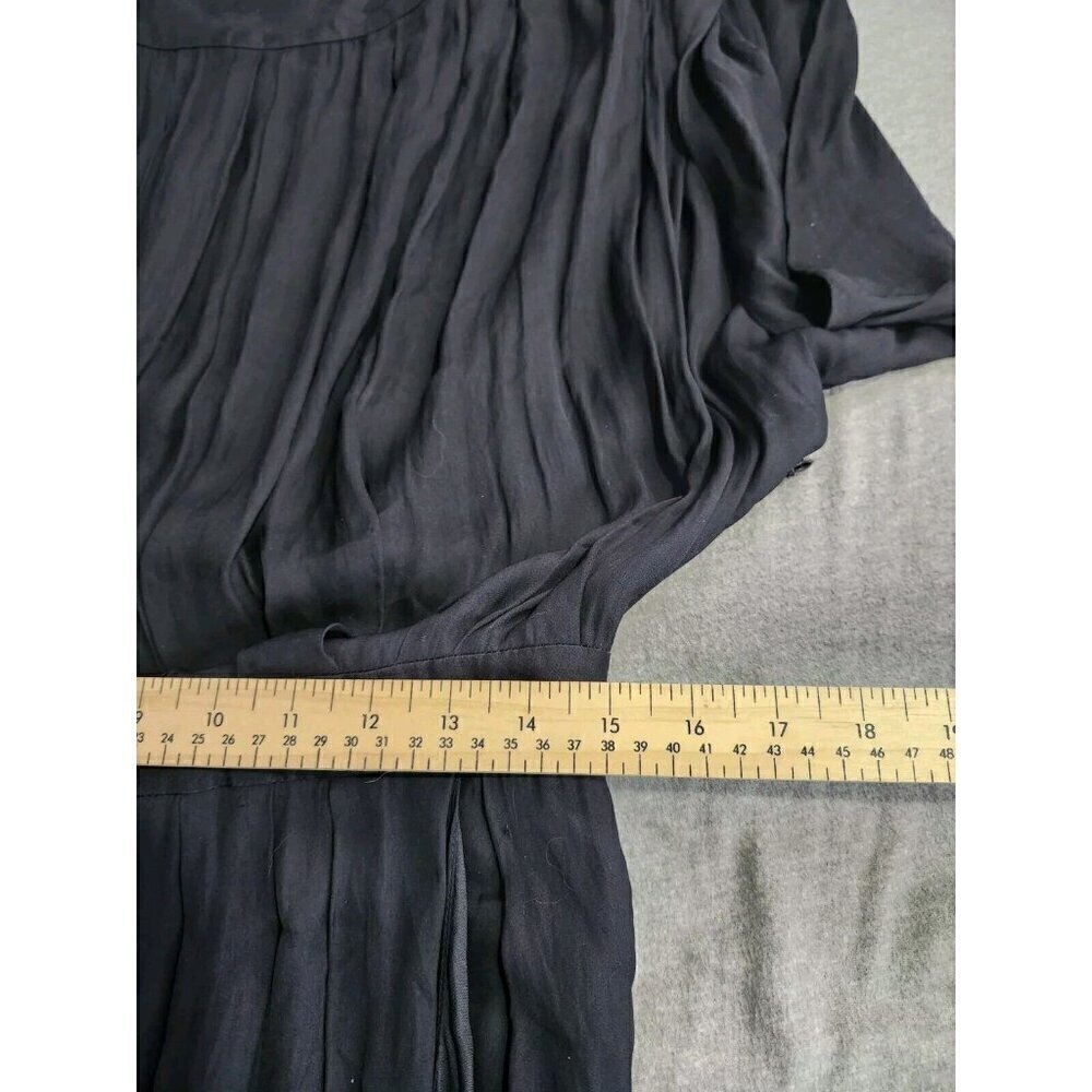 Nina Ricci Black Silk/Linen Sleeveless Knee-Length Pleated Dress FR 40/US 8 - Picture 7 of 8